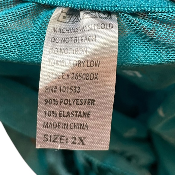 NOS Spree Intimates Plus Size Teal Sheer Sequin Lace Lingerie Mini Slip Dress - Picture 4 of 5